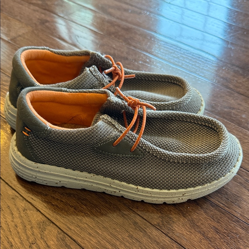 Children's Moccasins in Gray and Orange